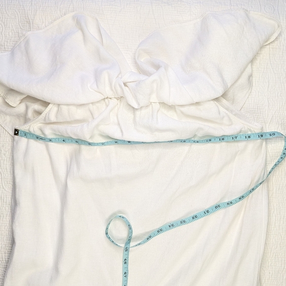 Linen Blend Embroidered Eyelet Floral Dress White M - Picture 10 of 14